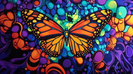 Vibrant Butterfly on Colorful Abstract Background