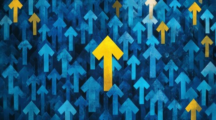 Blue and Yellow Arrows Moving Upward Background