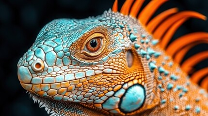 Obraz premium Colorful Iguana Close up Reptile Portrait Wildlife Photography Exotic Animal
