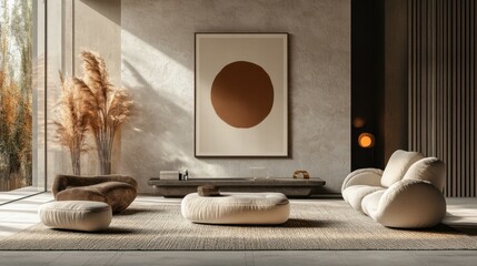 Mockup of a spacious living room wall with a prominent