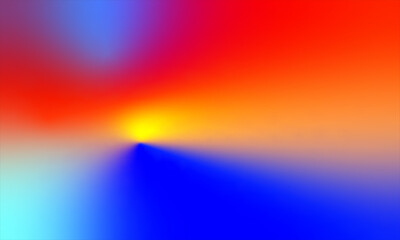 A vibrant, abstract gradient background with a central burst of yellow light, surrounded by red, blue, and orange hues, creating a dynamic and energetic visual.