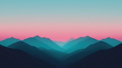 Fototapeta premium Serene Mountain Landscape with Pink and Blue Sky