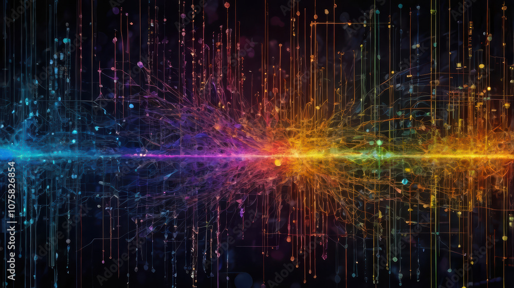 Aufkleber vibrant digital abstract background with colorful lines and patterns, ideal for depicting technology