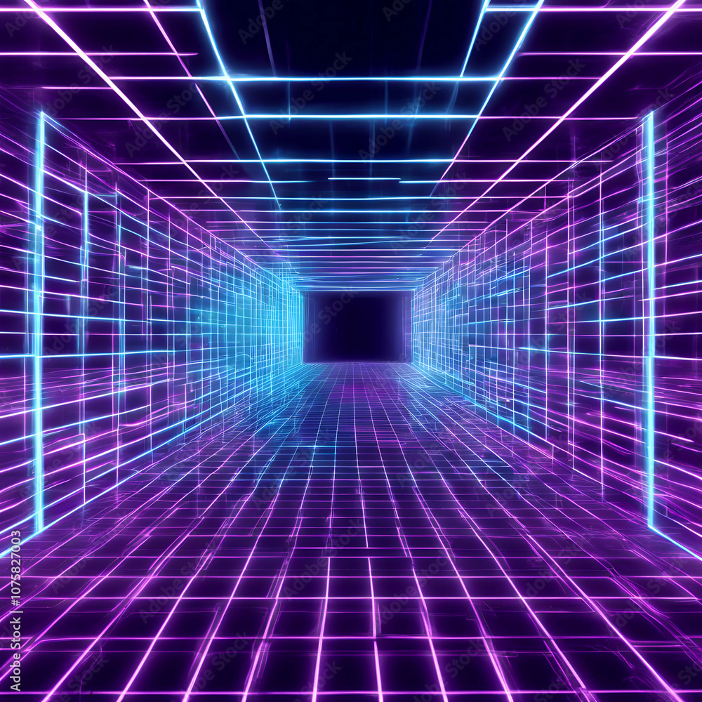 Poster floor creativity structure network light grid science technology purple grids computer banner lines 