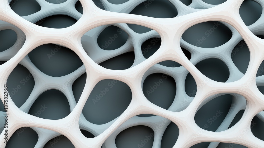 Poster abstract 3d white organic structure interconnected shapes network technology background