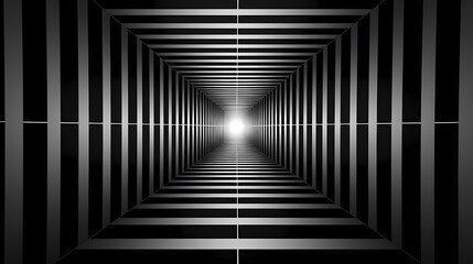 Obraz premium digital technology black and white square abstract geometric tunnel poster background