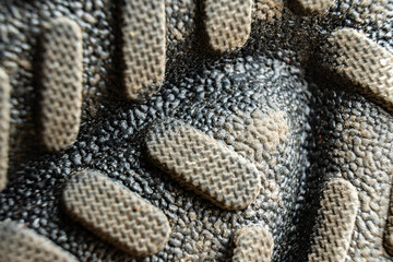 Close-up of textured shoe sole showcasing tread design and detail on textured surface