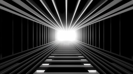 Fototapeta premium digital technology black and white square abstract geometric tunnel poster background