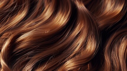 Fototapeta premium Shiny and wavy brown hair, AI generated image