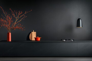 Modern Kitchen with Gas Stove on Sleek Worktop