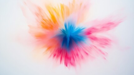 Colorful abstract burst of powder on white background, dynamic explosion concept