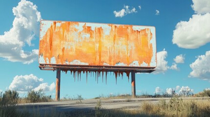 Rusty Billboard in a Countryside