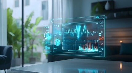 Holographic Healthcare Chart Offering Telemedicine Consultations with Real Time Metrics and Personalized Care Advice