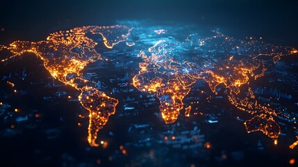 Glowing Global Marketing Campaign on a Digital World Map Representing Brand s Worldwide Influence and Reach