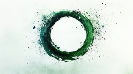Abstract green circle with splatter effect on white background
