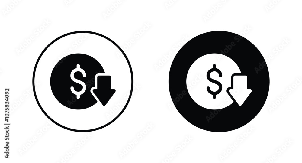 Aufkleber cost reduce icon vector. cost reduce sign icon for web site