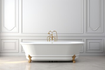 Minimalist Bathroom Elegance: Brass-Framed Bathtub Design"