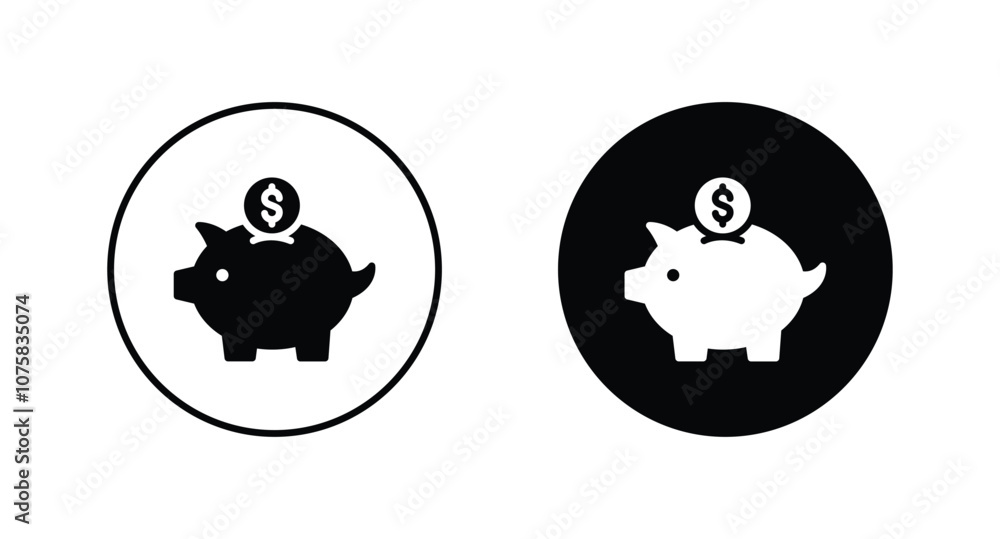Poster piggy bank icon set vector for web site