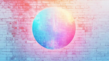 Abstract pastel gradient circle on brick wall