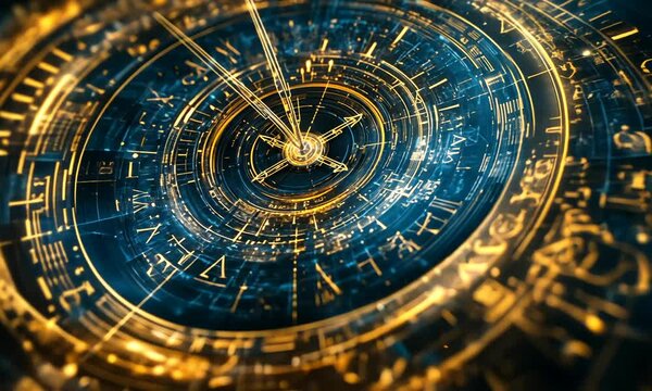 time and technology concept with clock. 3 d rendering