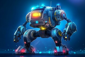 Robot in Minimalist Design with Bright Elements, Ideal for Creative Projects