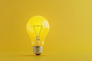 Brilliant Success: Close-up of Light Bulb Concept on Isolated Yellow Banner Background