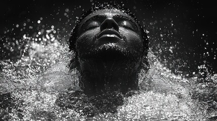 Swimmer's Dive with Water Splashing in Arc, Swimmer in the exact moment of diving into water, droplets forming a perfect arc around them, crisp and vibrant