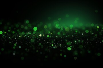 Sparkling green bokeh lights create a magical atmosphere in a dark setting. Generative AI