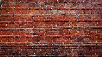 Obraz premium Aged red brick wall with grunge details and large area for copy space 