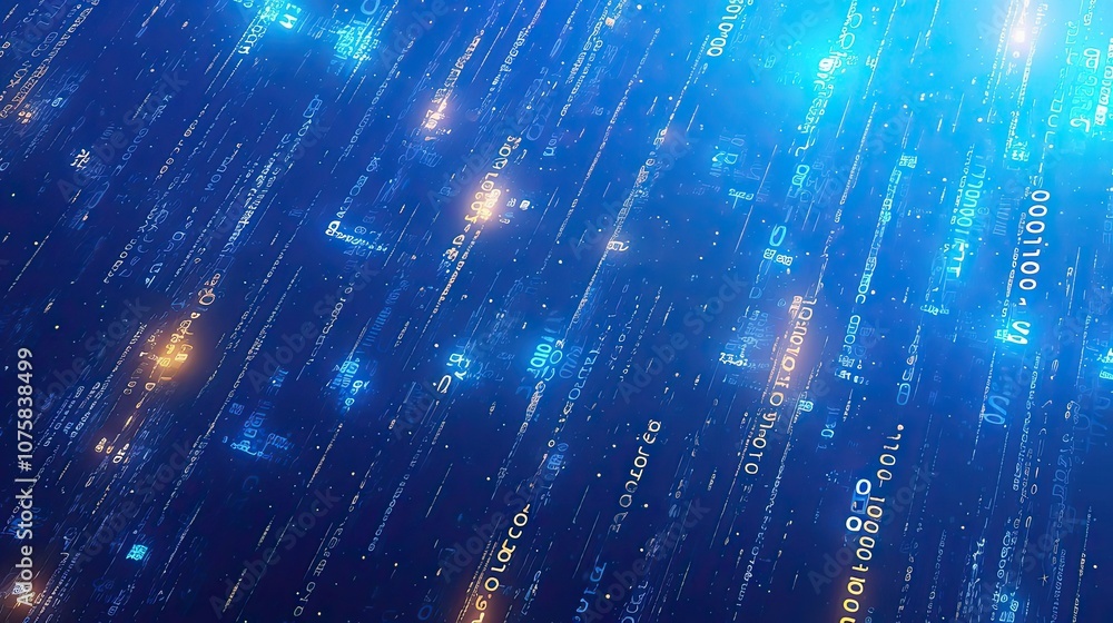 Poster abstract digital background with glowing lines and numbers