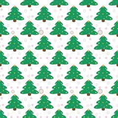 seamless pattern green background, Winter snow falls in the middle of Chrismas tree. (100)