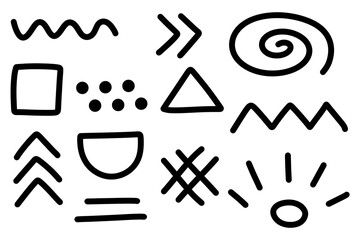 geometric hand drawn doodle shape set icons for web decoration graphic elements and banners