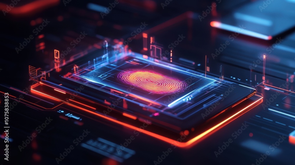 Poster unlocking a high-tech security interface, representing futuristic