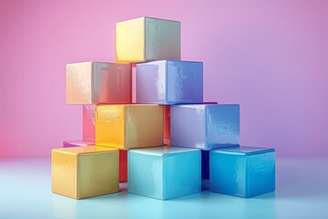 Obraz premium 3D Render of Translucent Cubes in Minimalistic Style
