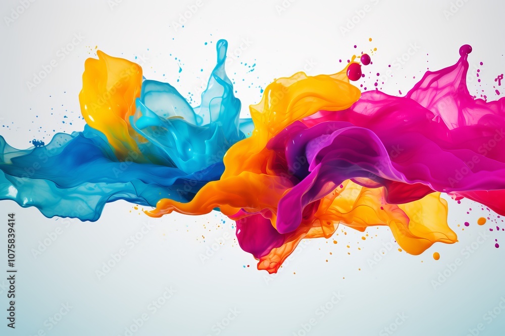 Poster vivid splashes of color dance together in a creative abstract display. generative ai