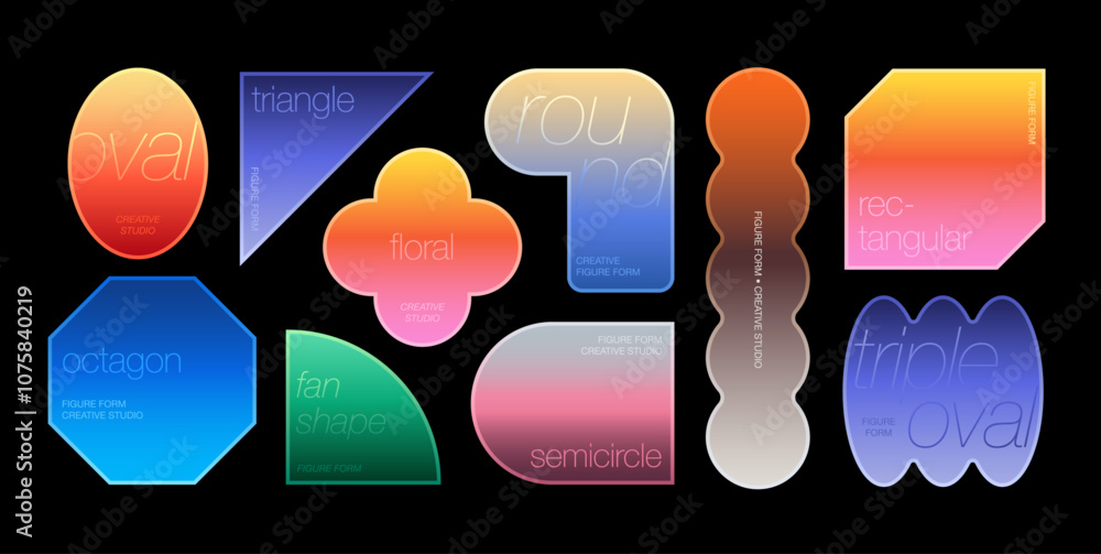 Fototapete shape elements colorful gradient vector geometric minimal symbol blank classy sticker label emblem b