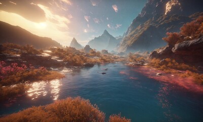 Obraz premium divine landscape and lake 