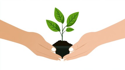 Nurturing growth two hands collaborating to cultivate a healthy plant for a sustainable future