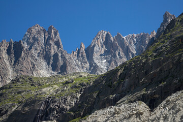 Obraz premium The Aiguile du Verte massif from glacier Mer de Glace