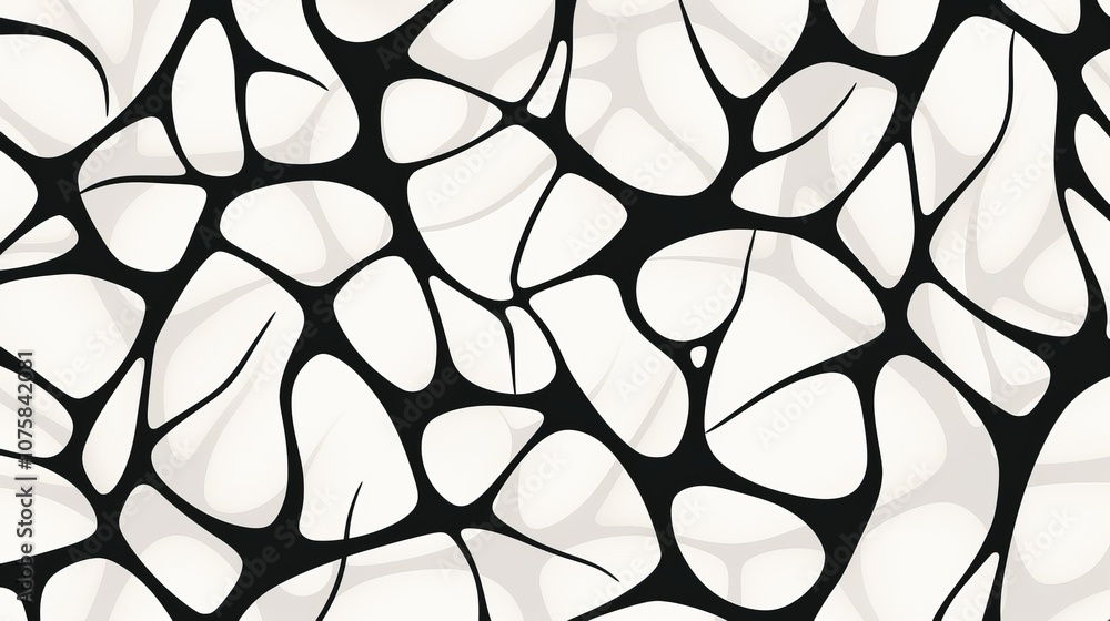 Poster intricate black and white abstract design resembling organic structures and patterns. generative ai