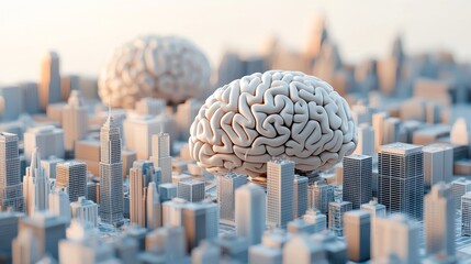 Explore a futuristic skyline showcasing brain-shaped skyscrapers