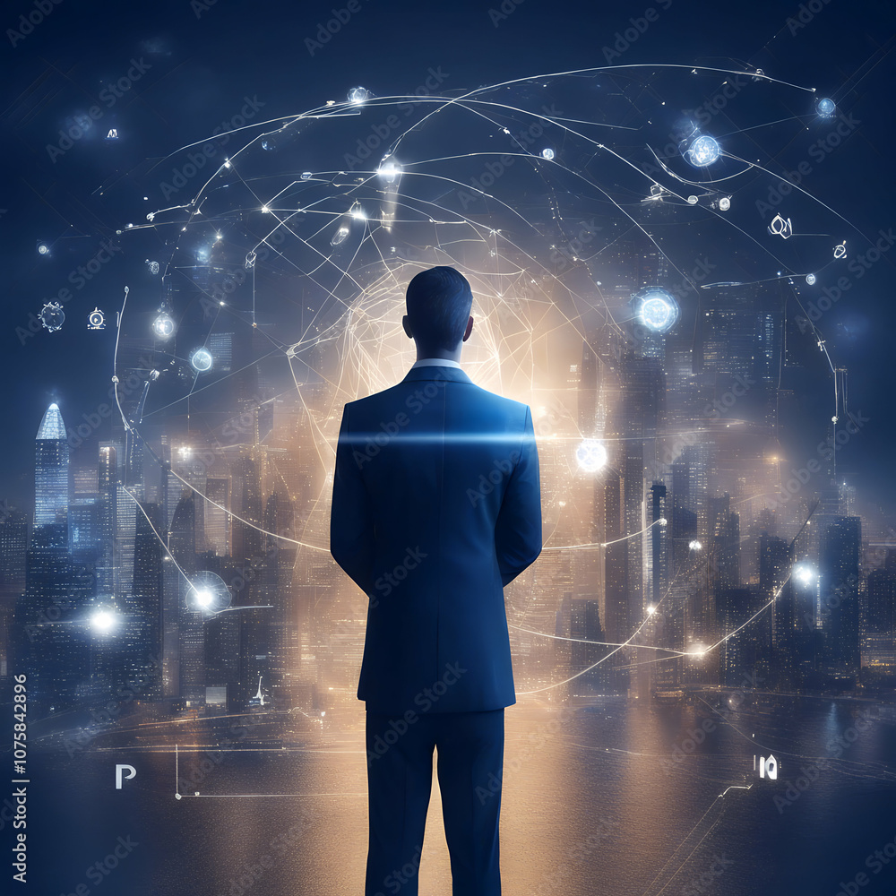 Poster cutting three edge bright technology concept power illustration dark network computing futuristic ci