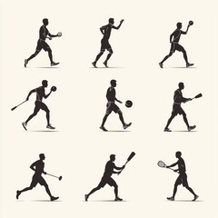 Dynamic Sports Silhouettes Uniting Various Athletic Disciplines on a Vibrant Background