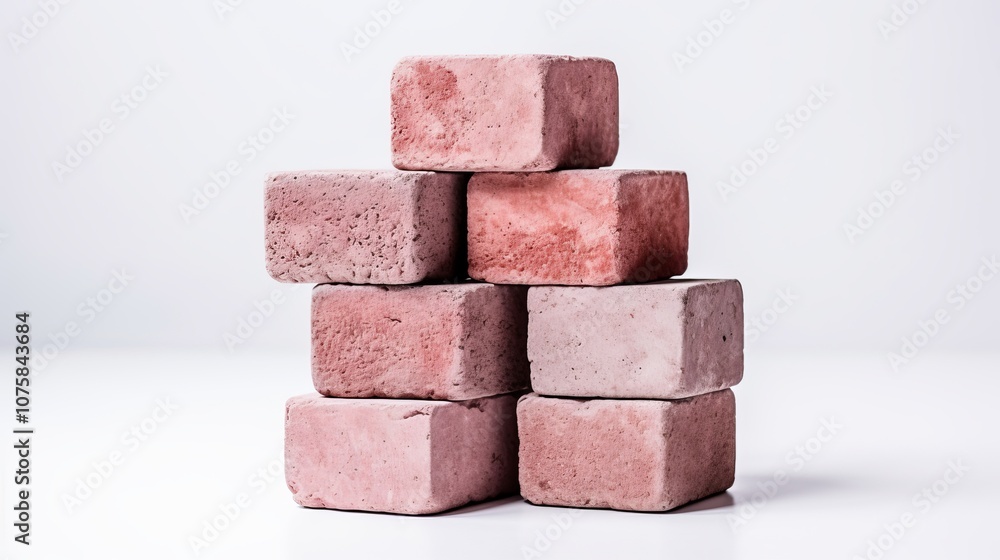 Poster artful arrangement of colorful building bricks on a minimalist background. generative ai