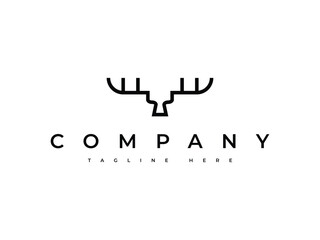 Simple deer antlers logo in a minimalist line style, ideal for outdoor and adventure brands, wildlife organizations, and nature-inspired businesses looking for a sleek and rustic look