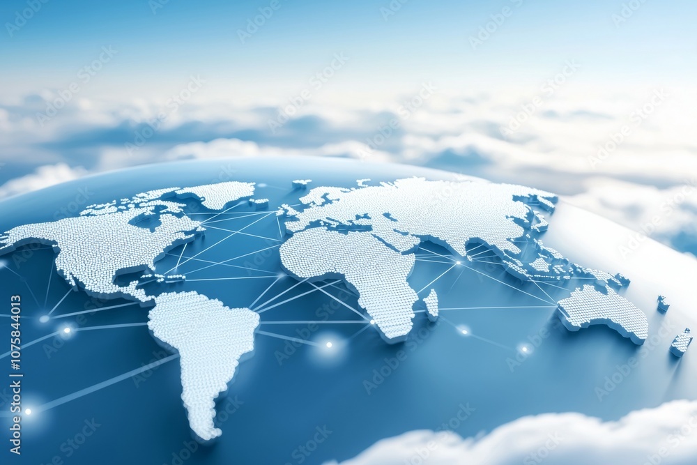 Poster a globe with a network of lines connecting the continents