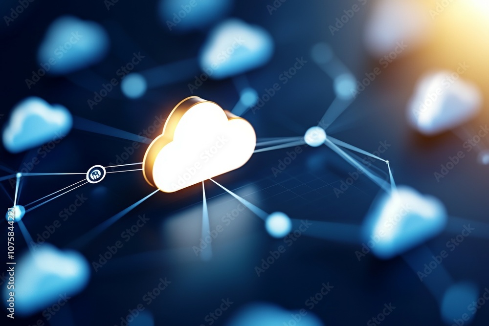 Poster a cloud is surrounded by a network of lines and dots