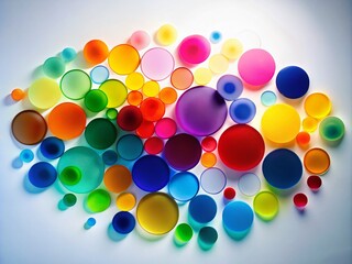 Abstract Background of Multicolored Circles on a White Surface, Vibrant and Eye-Catching Design, Perfect for Creative Projects, Modern Art, and Graphic Design Inspiration