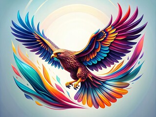 Obraz premium Abstract Flying High Falcon Eagle Hawk Logo Design Template Inspiration for Modern Branding and Fashion Photography