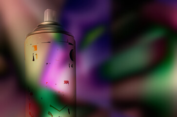 a tube of beige spray paint with a soft and vibrant colorful gradient effect background